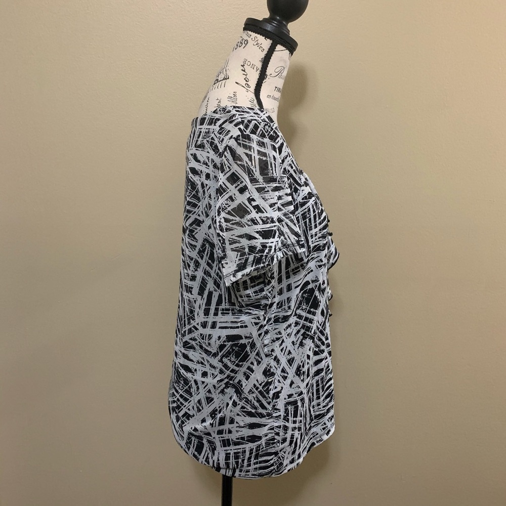 212 Collection Printed Ruffle Mesh Large Top - Picture 5 of 8